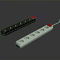 Black And White Power Strips With Multiple Outlets And Red Switches For Home Use 3d model