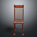 Vintage Wooden Chair Featuring Mesh Backrest Wooden Seat And Carved Legs Design