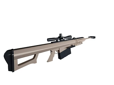 High Quality Tactical Sniper Rifle With Scope Beige And Black Color Design 3d model