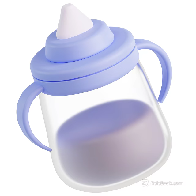 Practical Baby Bottle With Blue Lid Handles And Transparent Body For Daily Use 3d model 