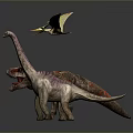 Realistic 3D Render Of T Rex Sauropod And Pterosaur Dinosaurs With Detailed Features