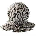 Abstract Black White Pattern Spherical Fabric Decor With Pleated Base 3d model