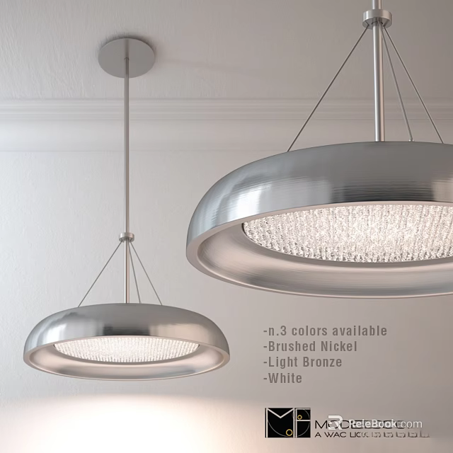 Modern Stylish Pendant Lights With 3 Color Options Brushed Nickel Light Bronze White Circular Shade 3d model 