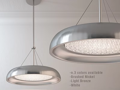 Modern Stylish Pendant Lights With 3 Color Options Brushed Nickel Light Bronze White Circular Shade 3d model