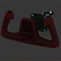 Black Mechanical Handle With Textured Grip Red Button And Control Knob For Industrial Control Systems