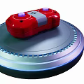 Stylish Entertainment Electronics Red Game Controller on Circular Base with Blue Light