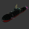 Black and Red Submarine Watercraft with Conning Tower and 3D Model Design