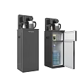 Modern Black Household Electrical Appliance With Storage Cabinet Open Door And Water Bottle