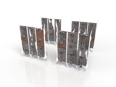 Gray Brown Vertical Building Blocks For Scene Construction With Structural Patterns 3d model