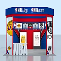 NBA App NBA.com Booth Display With Lakers Nets Jerseys And Team Logos 3d model