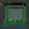 Cartoon Style Arcade Game Machine With Large Screen Control Panels And Blue Geometric Mat