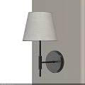 Modern Wall Sconce With Beige Fabric Lampshade And Black Metal Bracket