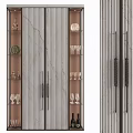 Elegant Modern Wine Cabinet With Glass Doors Wine Glasses And Decorative
