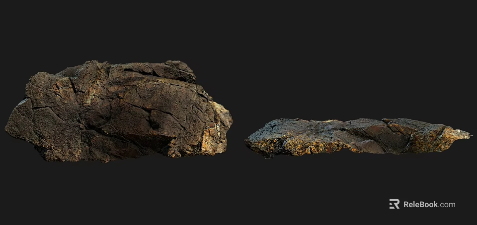 Natural Stone Wood Pieces With Rough Texture And Dark Background 3d model