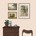 Middle-ancient style decorative painting combination 3d model