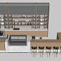 Modern Bar Counter Service Desk Water Bar Counter Cashier Counter Operating Desk Workbench 3d model