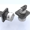 Mechanical Component Featuring Black White Parts Gear Mechanism And Square Base