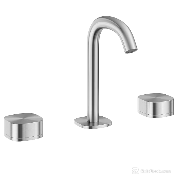 Modern Stainless Steel Faucet With Two Handle Controls And Sleek Contemporary Design 3d model 