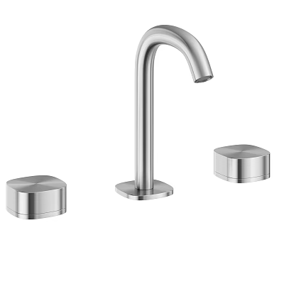 Modern Stainless Steel Faucet With Two Handle Controls And Sleek Contemporary Design 3d model