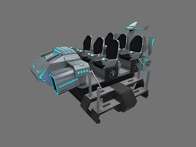 Futuristic Simulation Seating System With Blue Lighting And Multiple Seats 3d model