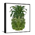 Tropical Plant Painting With Monstera Palm Leaves In Oval Composition On White Background Black Frame
