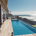 Modern Cliffside Villa Deck With Wooden Floor Infinity Pool And Ocean View 3d model