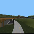 Scenic Park Landscape With Curved Paths Green Lawns Rivers Bridges And Buildings