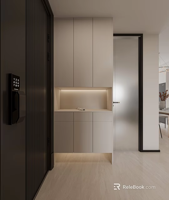 Modern Open Living Dining Room Interior With Sofa Dining Table And Pendant Lights 3d model