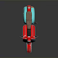 Vintage Turquoise And Red Motorcycle With Pink Accents Brown Seat Reflective Surface