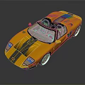 Yellow Convertible Sports Car with Black Stripes and Open Top Design