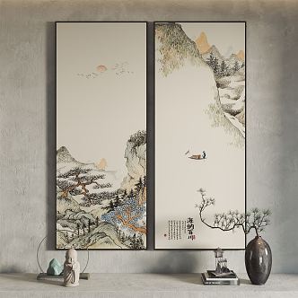 New Chinese Landscape Painting Hanging Painting Decorative Painting 3d model