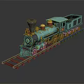 Vintage Steam Train Model With Blue Black And Gold Accents On Rail Tracks