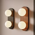 Modern Wall Sconces with Two Round Globe Lights Black Brown Base on Beige Wall 3d model
