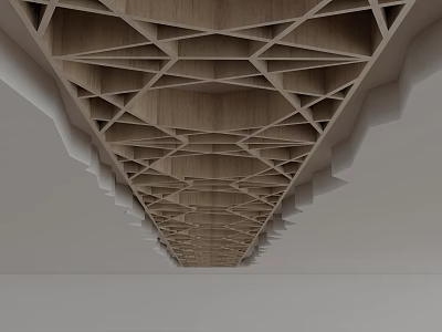 Intricate Wooden Ceiling Design With Geometric Patterns And Layered Structure 3d model