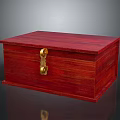 Red Wooden Storage Box With Golden Lock And Smooth Surface Design