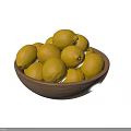 Brown Ceramic Bowls Filled With Fresh Yellow Lemons On White Background