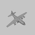 Gray Fighter Jet With Four Propellers Long Wings Wide Fuselage And Tail Emblem