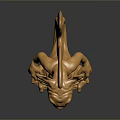 Golden Mythical Creature Statue with Shiny Surface and Standing Pose on Dark Background