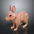 Brown Rabbit Plush Figurine Standing With Big Ears And Black Eyes