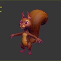 Cute Cartoon Squirrel Character 3D Model With Orange Fur Big Tail And Standing Pose
