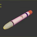 Detailed 3D Rendering Of White Rocket With Orange Tip Gray Base And Blue Stripe