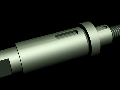 Metal Mechanical Shaft With Threaded End And Circular Rings Structure 3d model