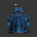 Blue Armored Mech Vehicle With Cannon Tracks BT Marking And Green Light