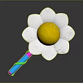 Colorful Hammer Shaped Toy Weapon With Yellow Top White Petals Pink Body And Green Spiral