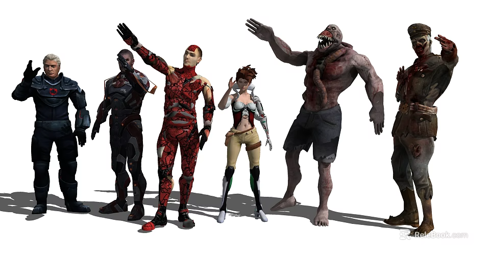 Diverse Game And Movie Characters Including Heroic And Monster Figures In Various Poses 3d model 