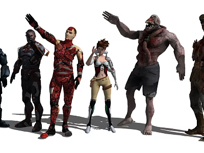 Diverse Game And Movie Characters Including Heroic And Monster Figures In Various Poses 3d model