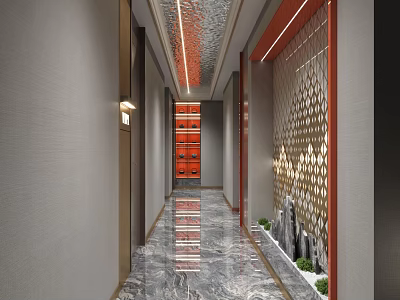 New Chinese Aisle Hotel Aisle 3d model