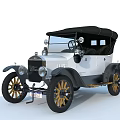 Vintage White Convertible Car With Golden Wheels And Classic Retro Design