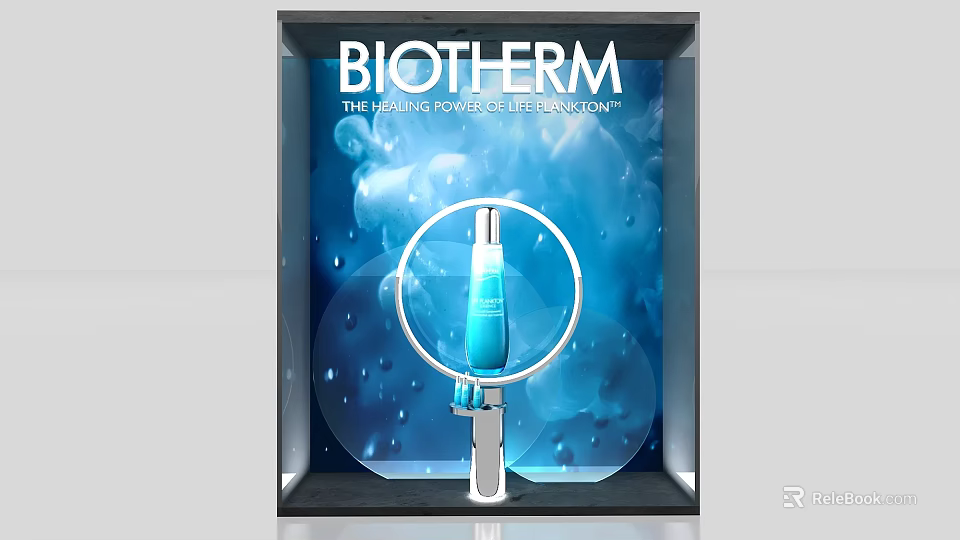 Biotherm Serum Display With Blue Background And Water Droplets Photo Spot 3d model 