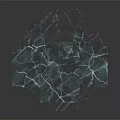 Dark Green Marble Decorative Sculpture With Geometric Structure And Golden Circular Detail